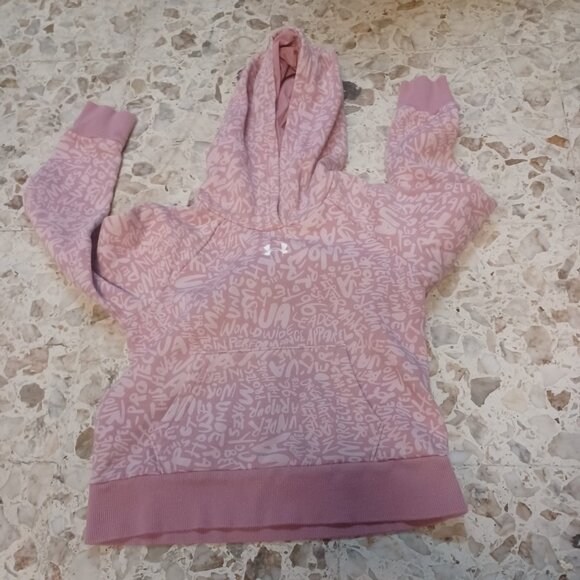 Under Armour Youth Girl's Pull-Over Hooded Sweat Shirt Small Pink Pattern - Picture 1 of 5